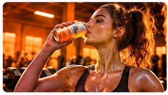 Woman at the gym drinking NOVA Hydrate Orange Burst
